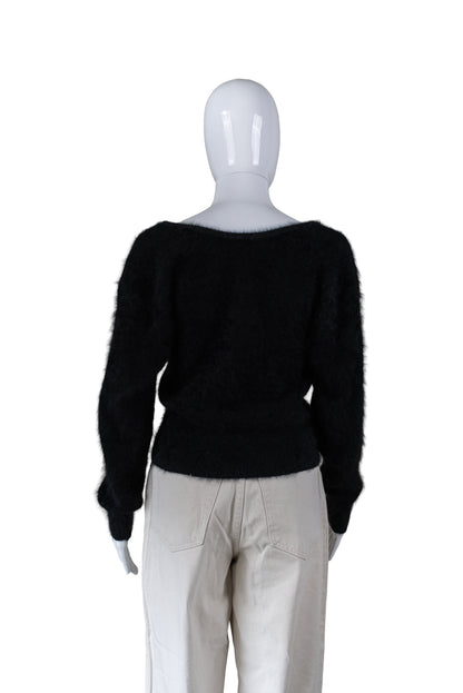 Sportempo vinage svört angóru peysa - small