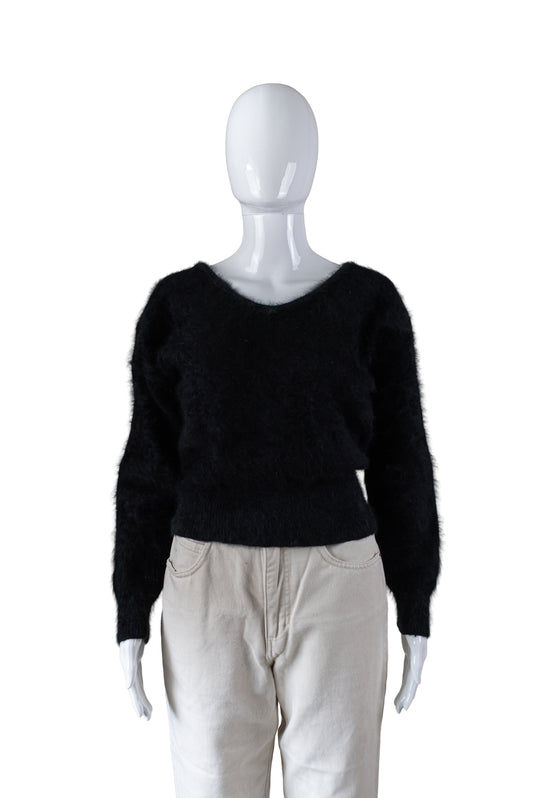 Sportempo vinage svört angóru peysa - small