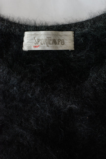 Sportempo vinage svört angóru peysa - small