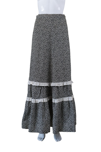 Svart og hvítt vintage 70s síðpils - small