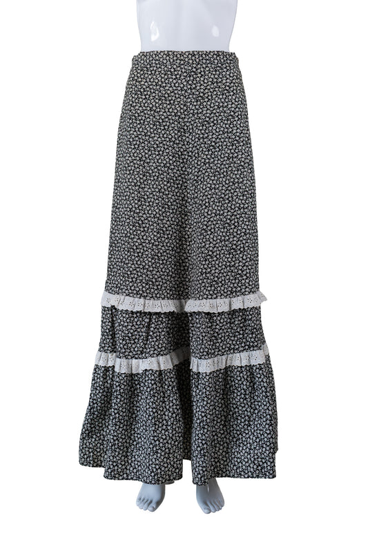 Svart og hvítt vintage 70s síðpils - small