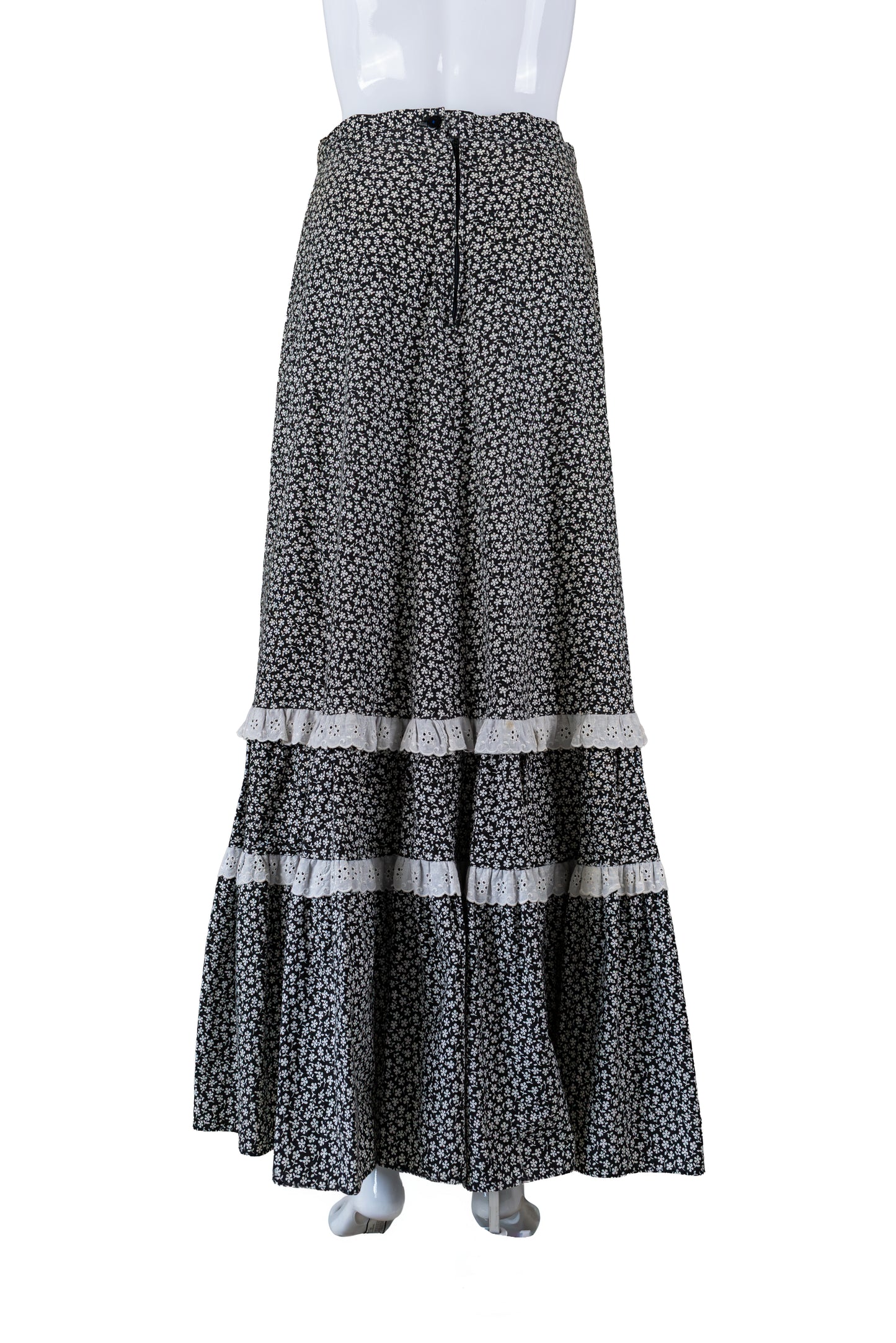 Svart og hvítt vintage 70s síðpils - small