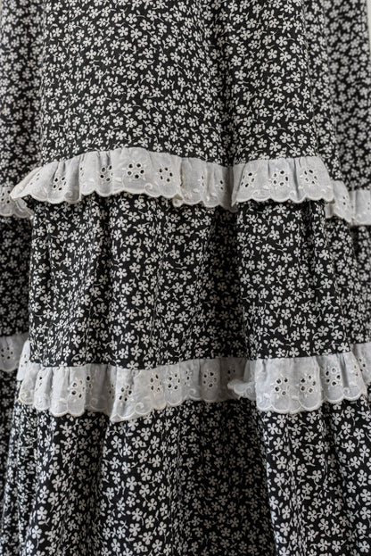 Svart og hvítt vintage 70s síðpils - small