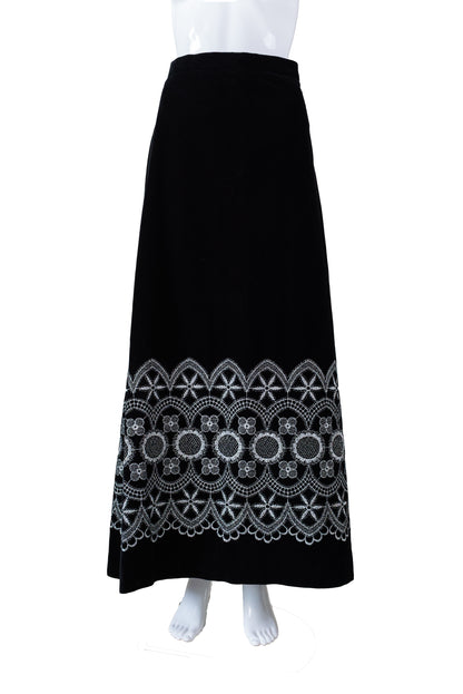 Vintage svart flauelspils - medium