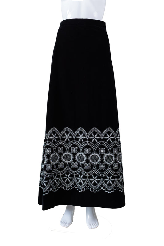 Vintage svart flauelspils - medium