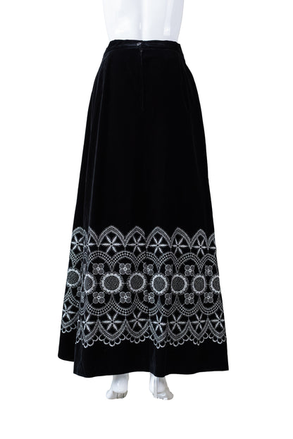 Vintage svart flauelspils - medium