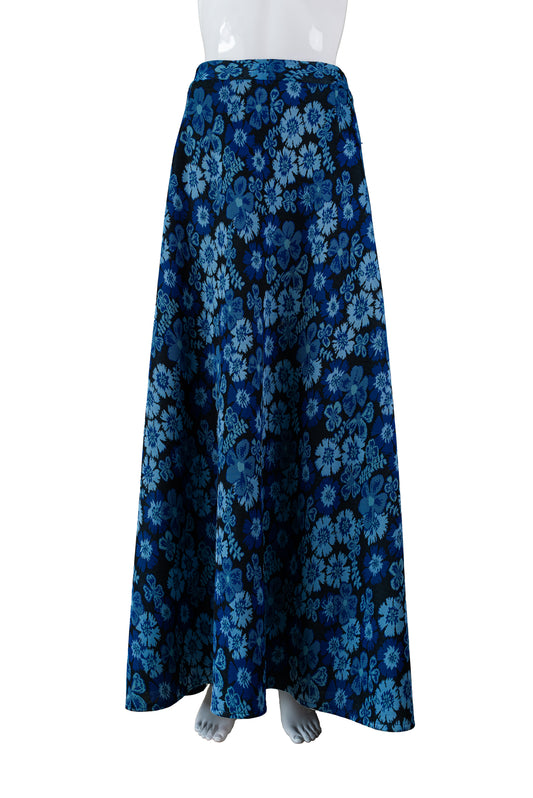 Ómerkt blátt vintage 70s síðpils - medium