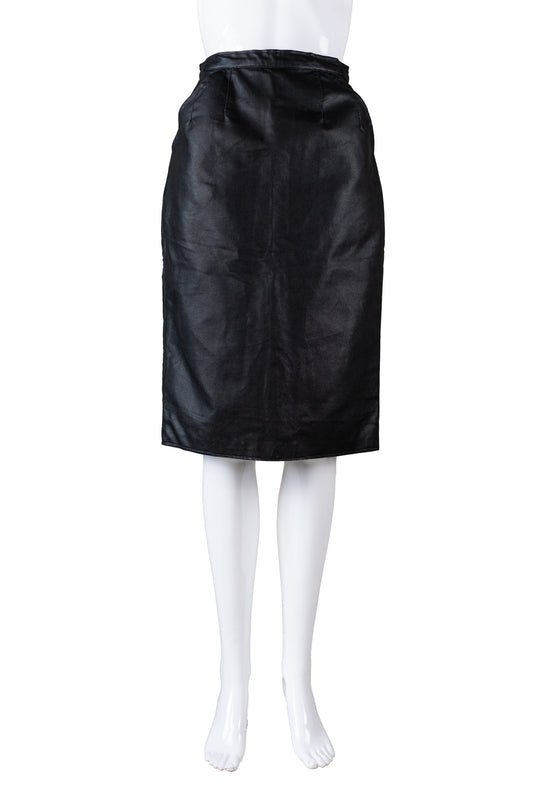 Ómerkt vintage svart stutt leðurpils - xsmall