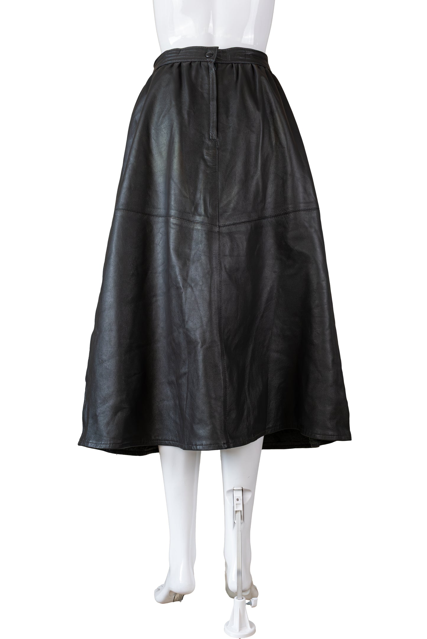 Vintage sítt svart leðurpils - medium