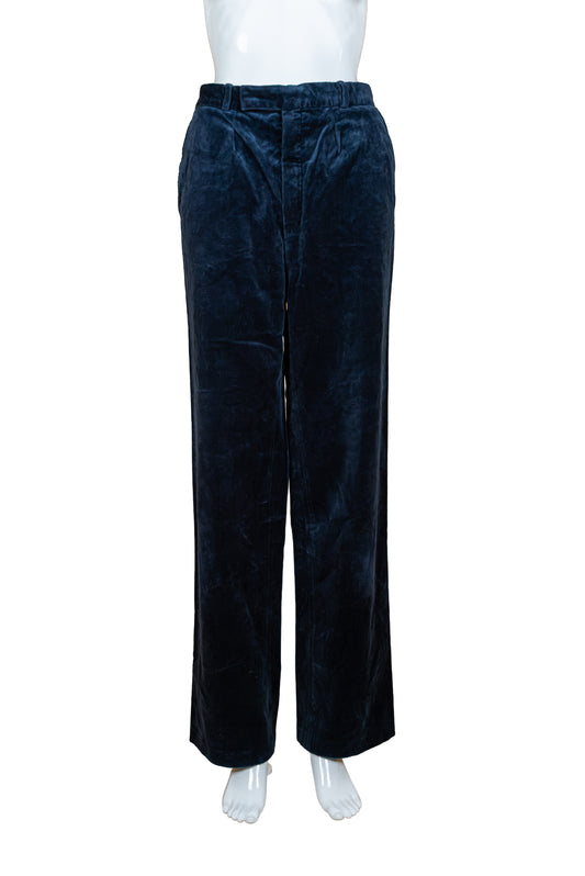 Ómerktar vintage dökkbláar flauelsbuxur - M/S