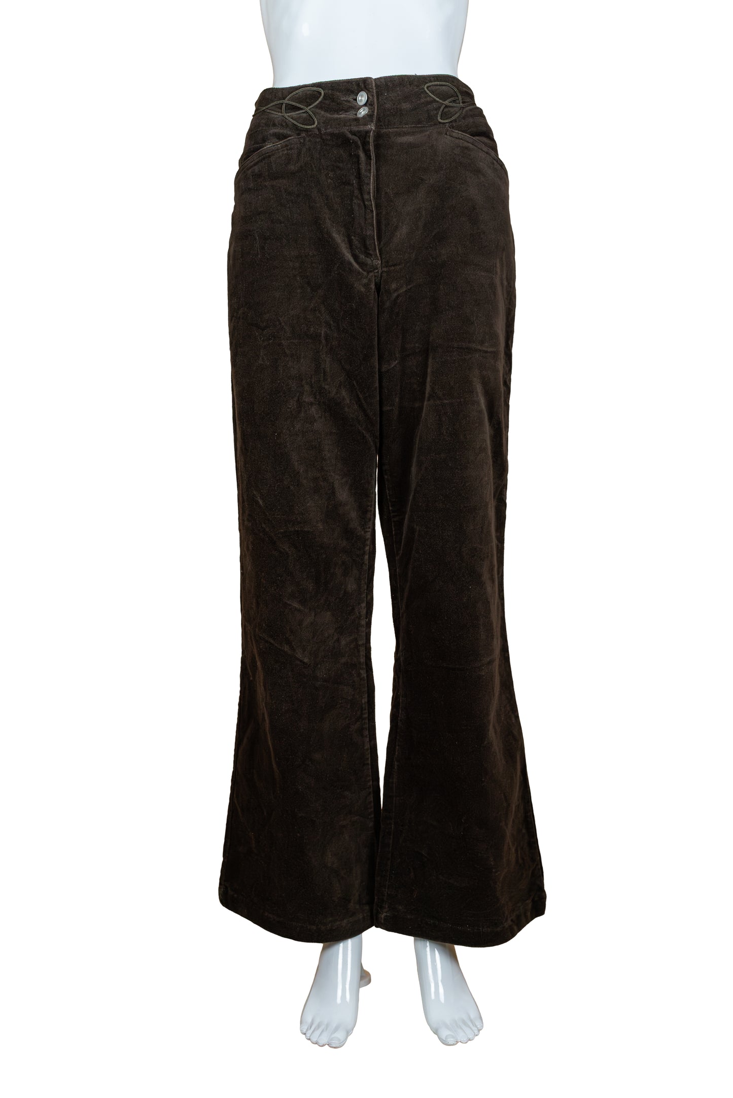 Vintage útvíðar brúnar flauelsbuxur - medium