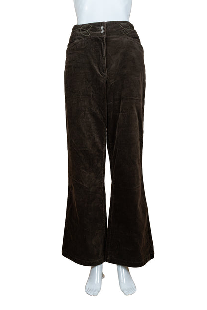 Vintage útvíðar brúnar flauelsbuxur - medium