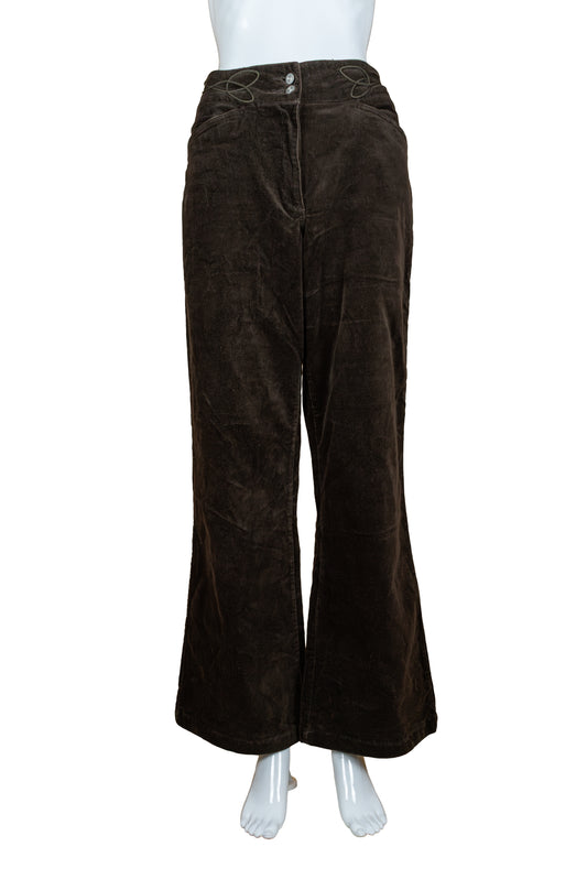 Vintage útvíðar brúnar flauelsbuxur - medium