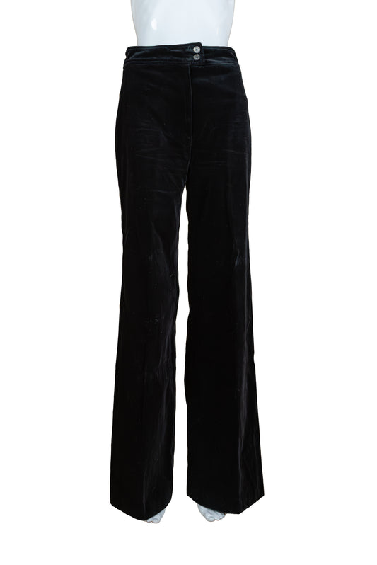 Ómerktar vintage svartar flauelsbuxur - small