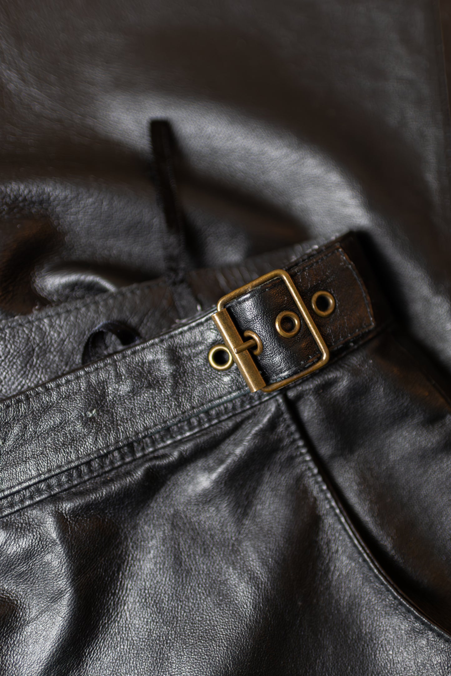 Svartar leðurbuxur - M/L