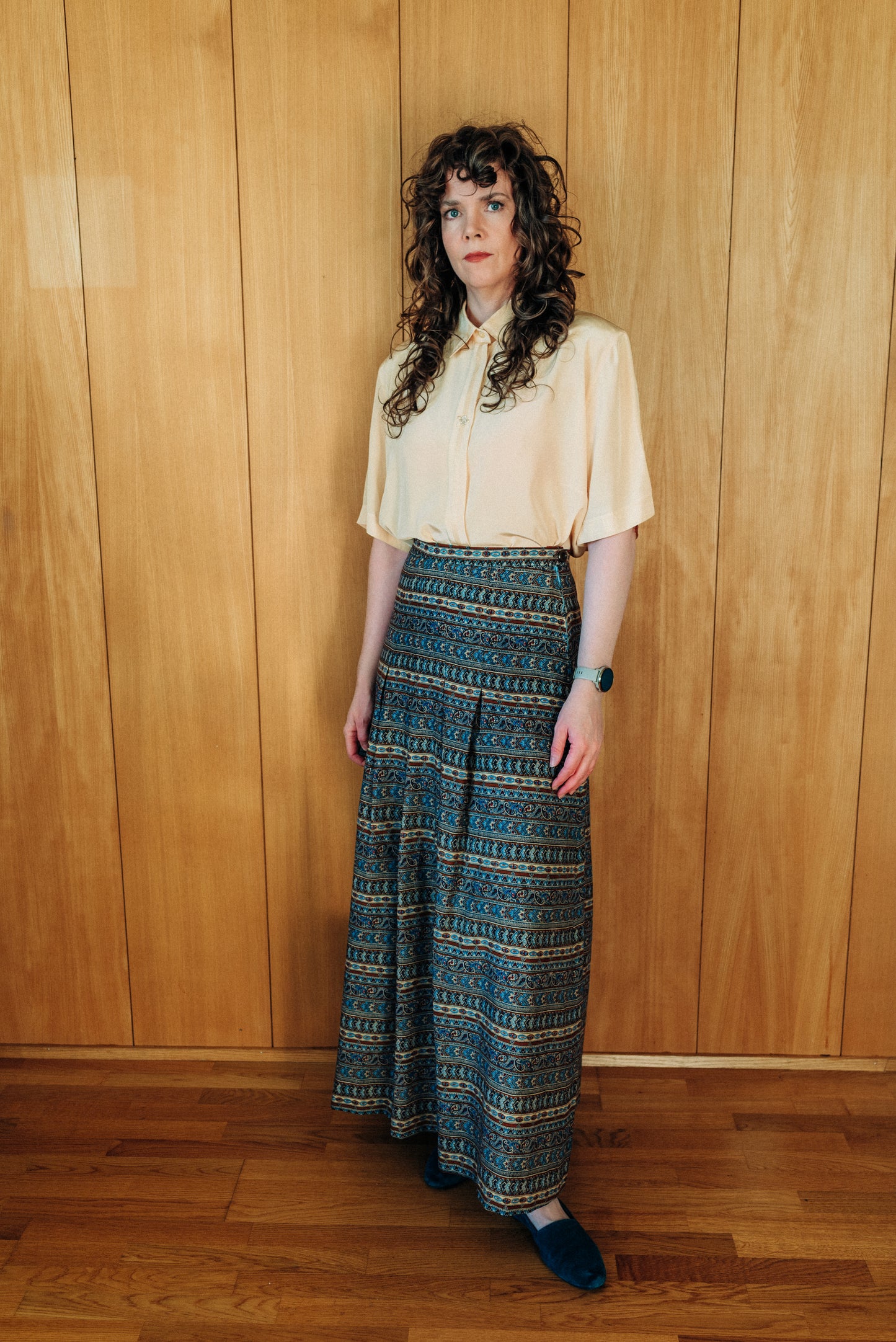 Marglitt vintage 70s ullar síðpils - medium