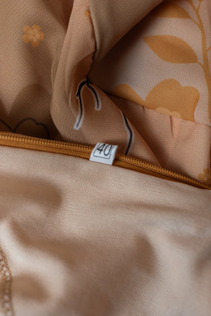 Ómerktur ljós vintage 70s síðkjóll - medium