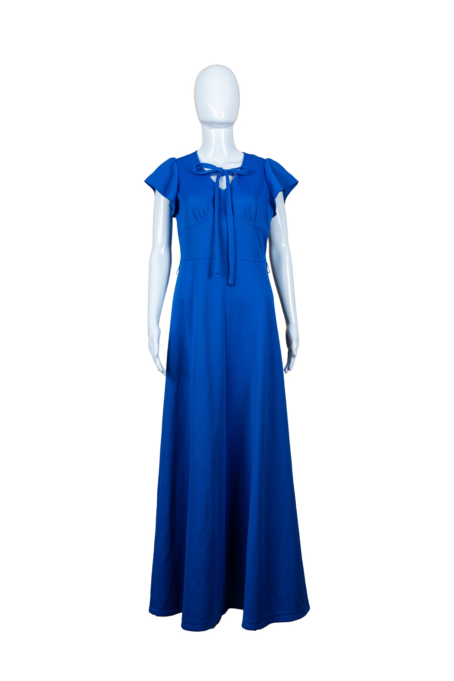 C&A blár vintage 70s síðkjóll - medium