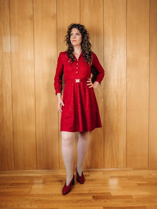 Rauður vintage 80s skyrtukjóll - Meyland