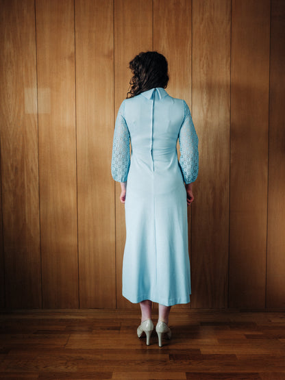 Ljósblár vintage 60s síðkjóll - S/M