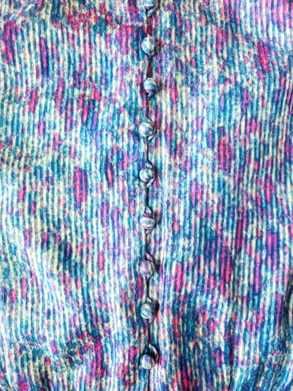 Vintage silki-chiffon síðkjóll - Small