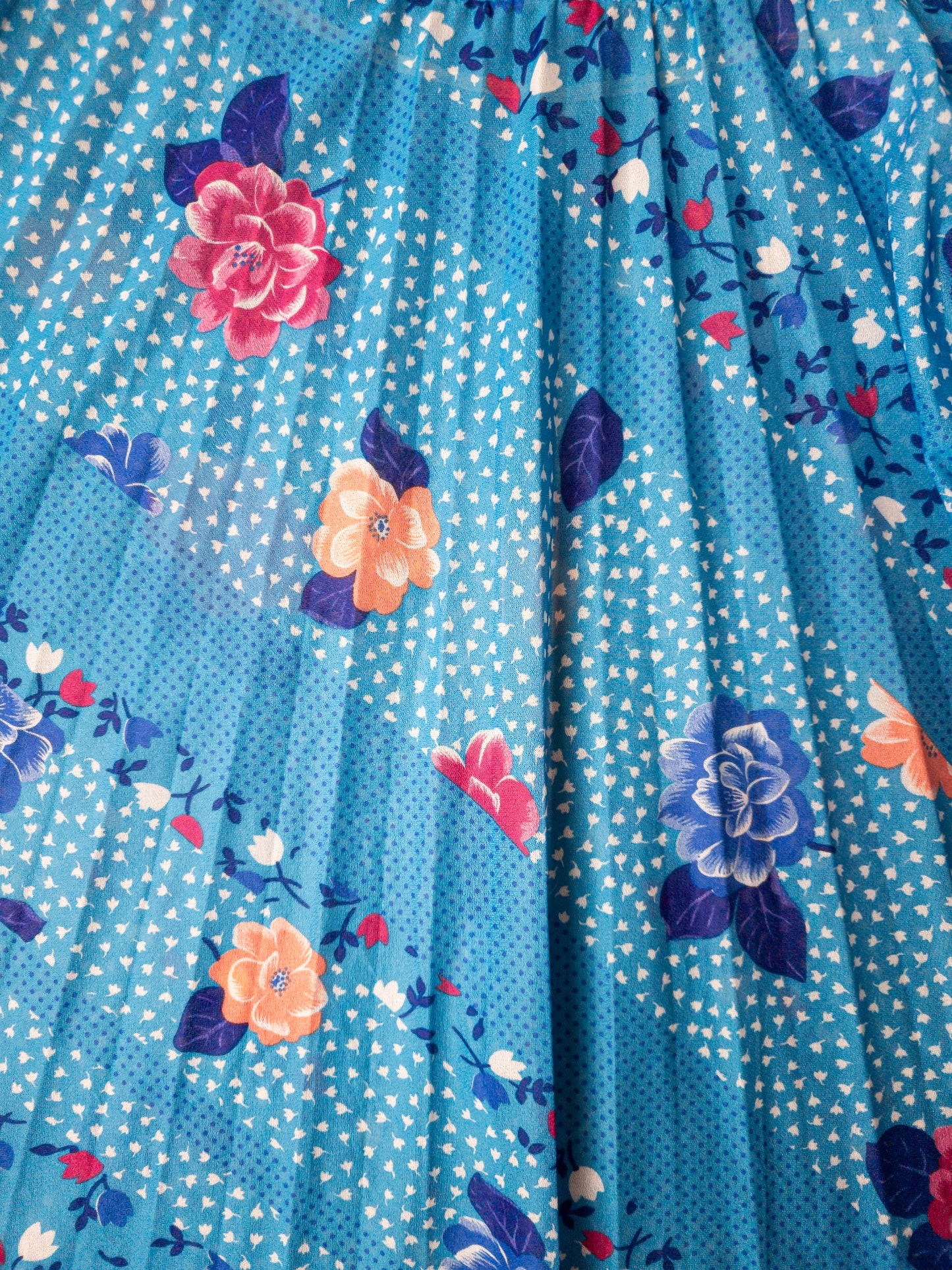 Vintage 70s hálfgagnsær, chiffon, blómakjóll - Medium