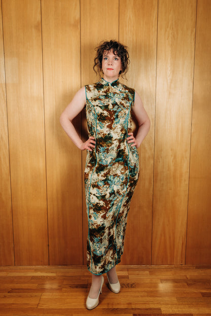 Vintage flauelskjóll í cheongsam stil - Meyland