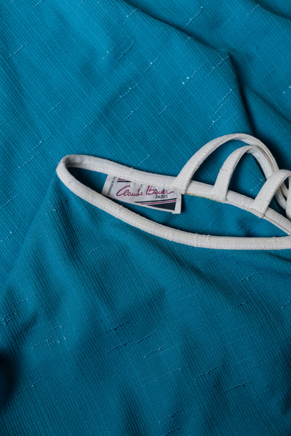 Claude Bauer Paris blár vintage 60s kjóll - Medium