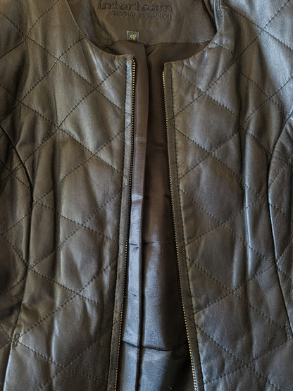 Vintage Y2K svartur leðurjakki - S/M