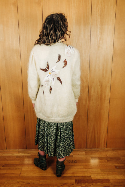 Vintage hvít mohair peysa