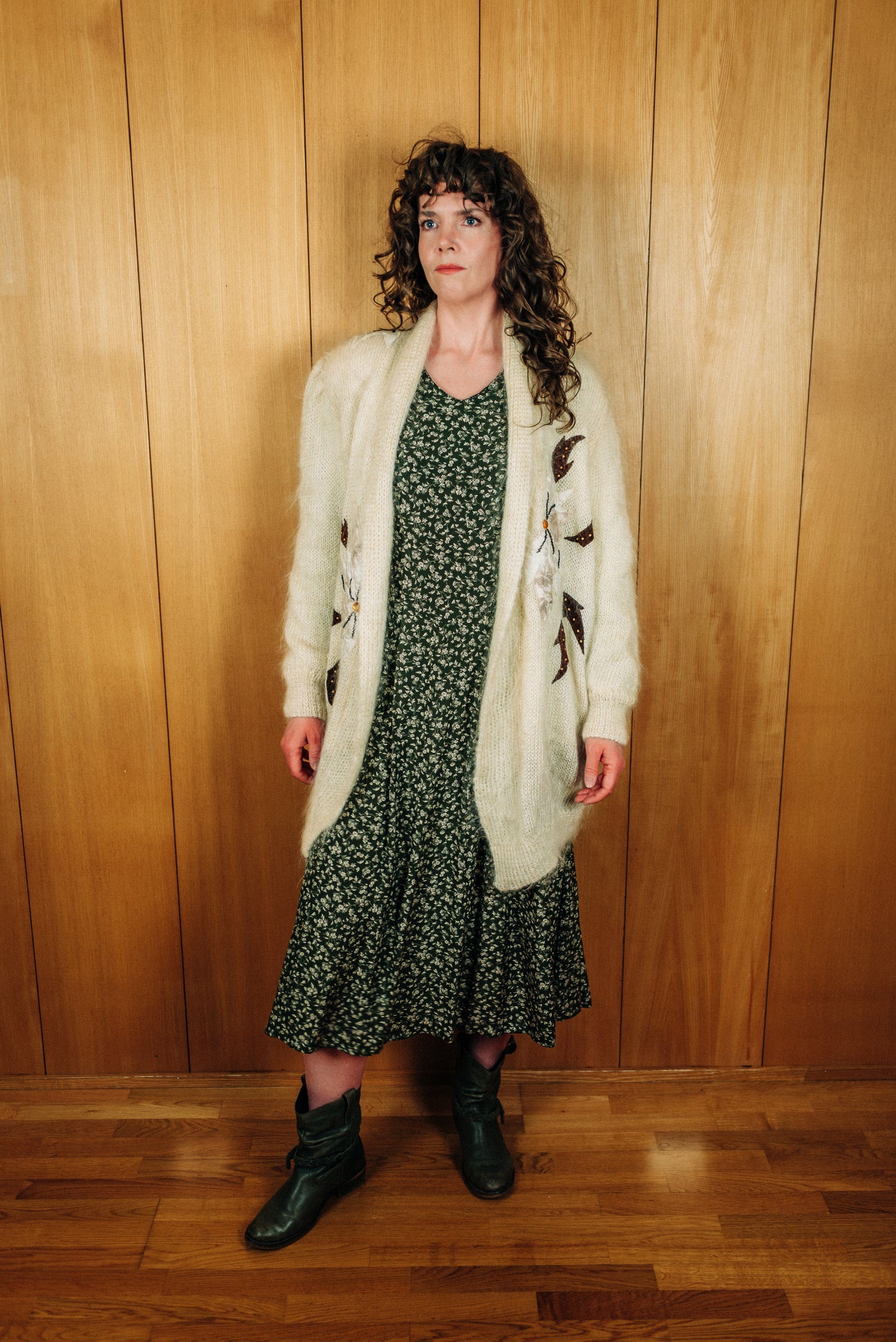 Vintage hvít mohair peysa