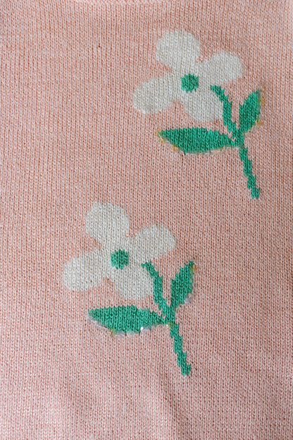 Vintage ljósbleik 80s prjónapeysa - Medium
