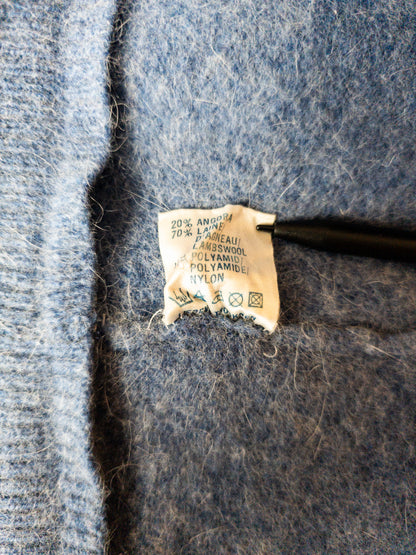 Vintage blátt angóru prjónapils - XL