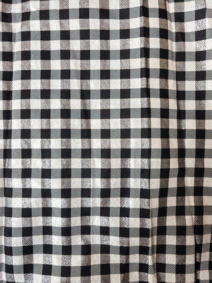 Vintage svart- og hvítköflótt 70s maxi pils - Large