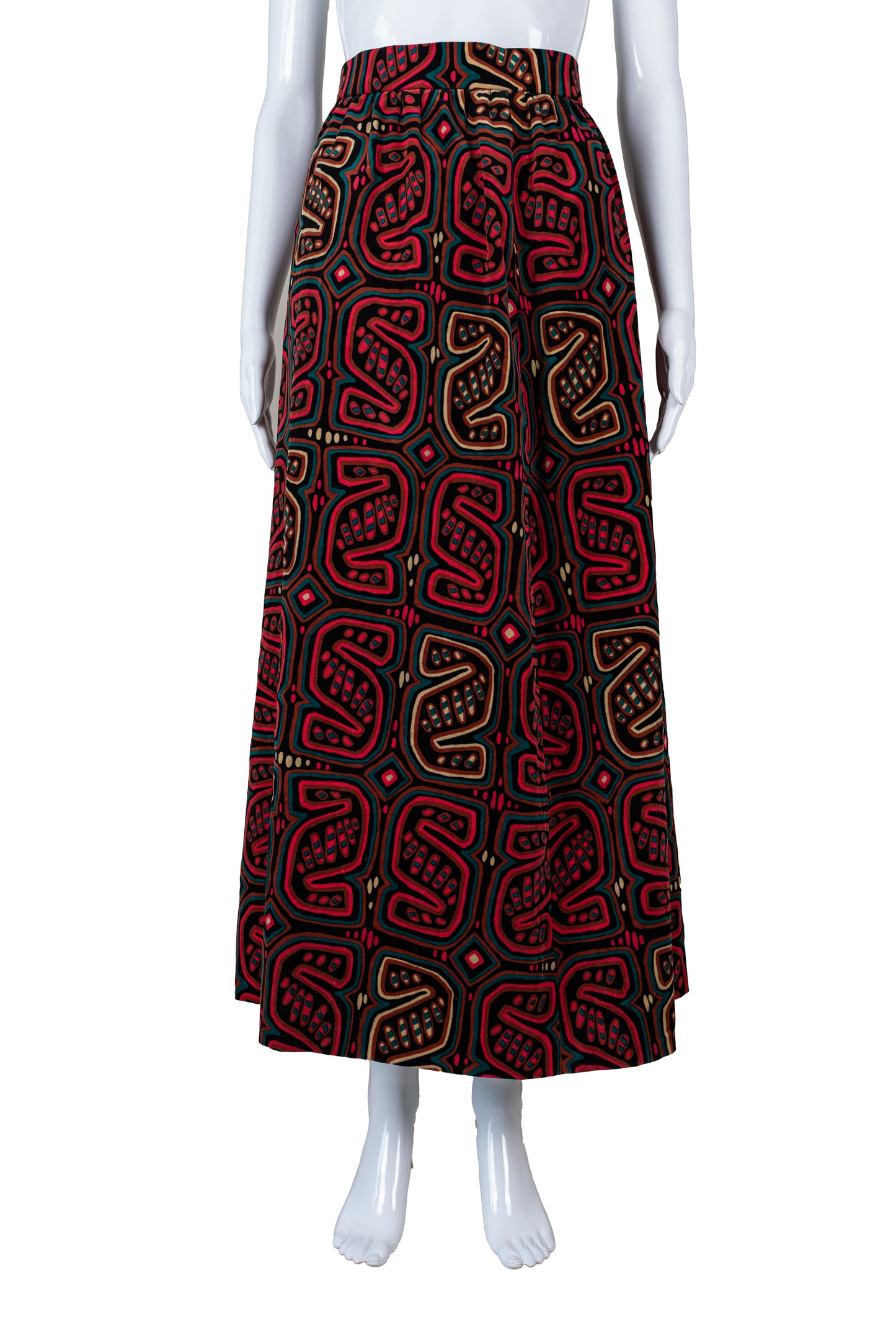 Ómerkt marglitt vintage 70s flauels pils - xsmall