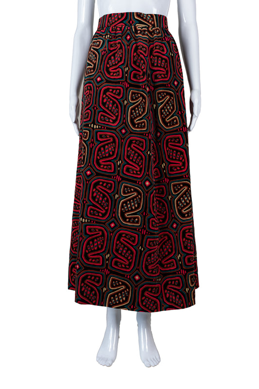 Ómerkt marglitt vintage 70s flauels pils - xsmall