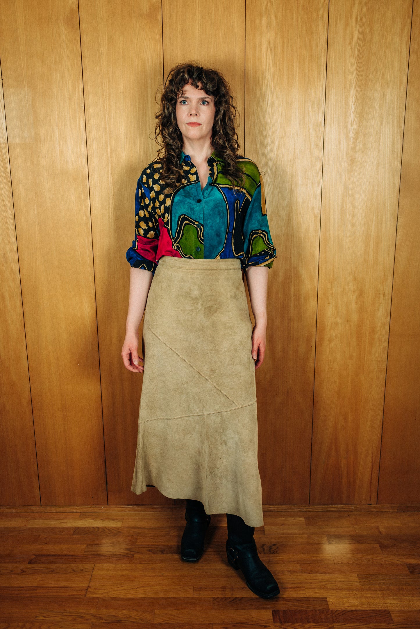 Ómerkt vintage marglit skyrta - large