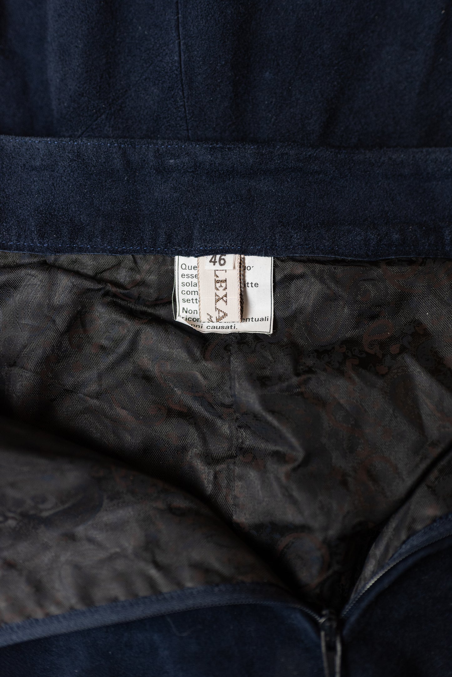 Vintage Alexander navy blátt rúskinnspils (NOS) - Medium