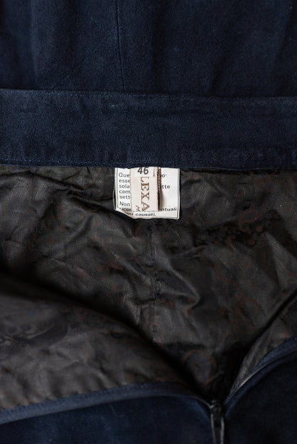 Vintage Alexander navy blátt rúskinnspils (NOS) - Medium