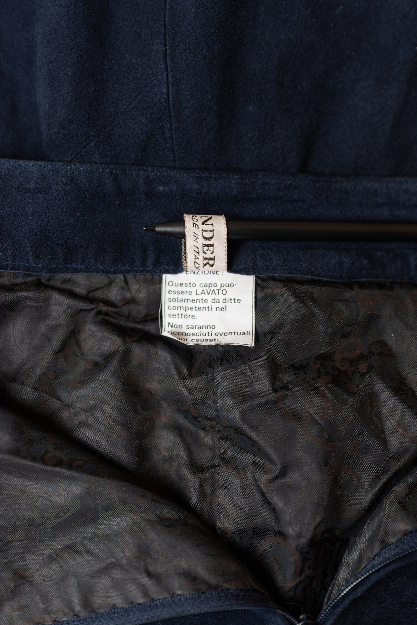 Vintage Alexander navy blátt rúskinnspils (NOS) - Medium