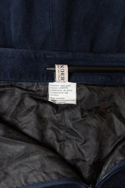 Vintage Alexander navy blátt rúskinnspils (NOS) - Medium