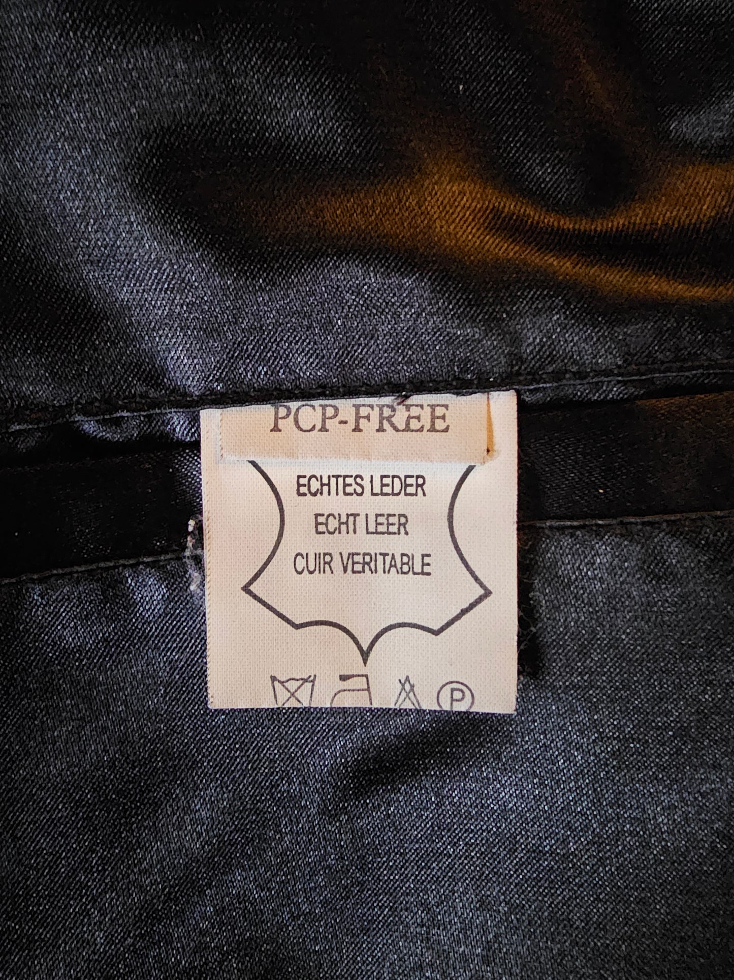 Vintage Y2K svartur leðurjakki - S/M