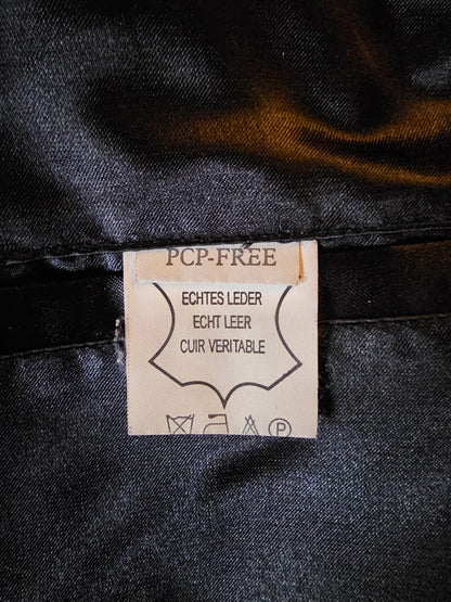 Vintage Y2K svartur leðurjakki - S/M