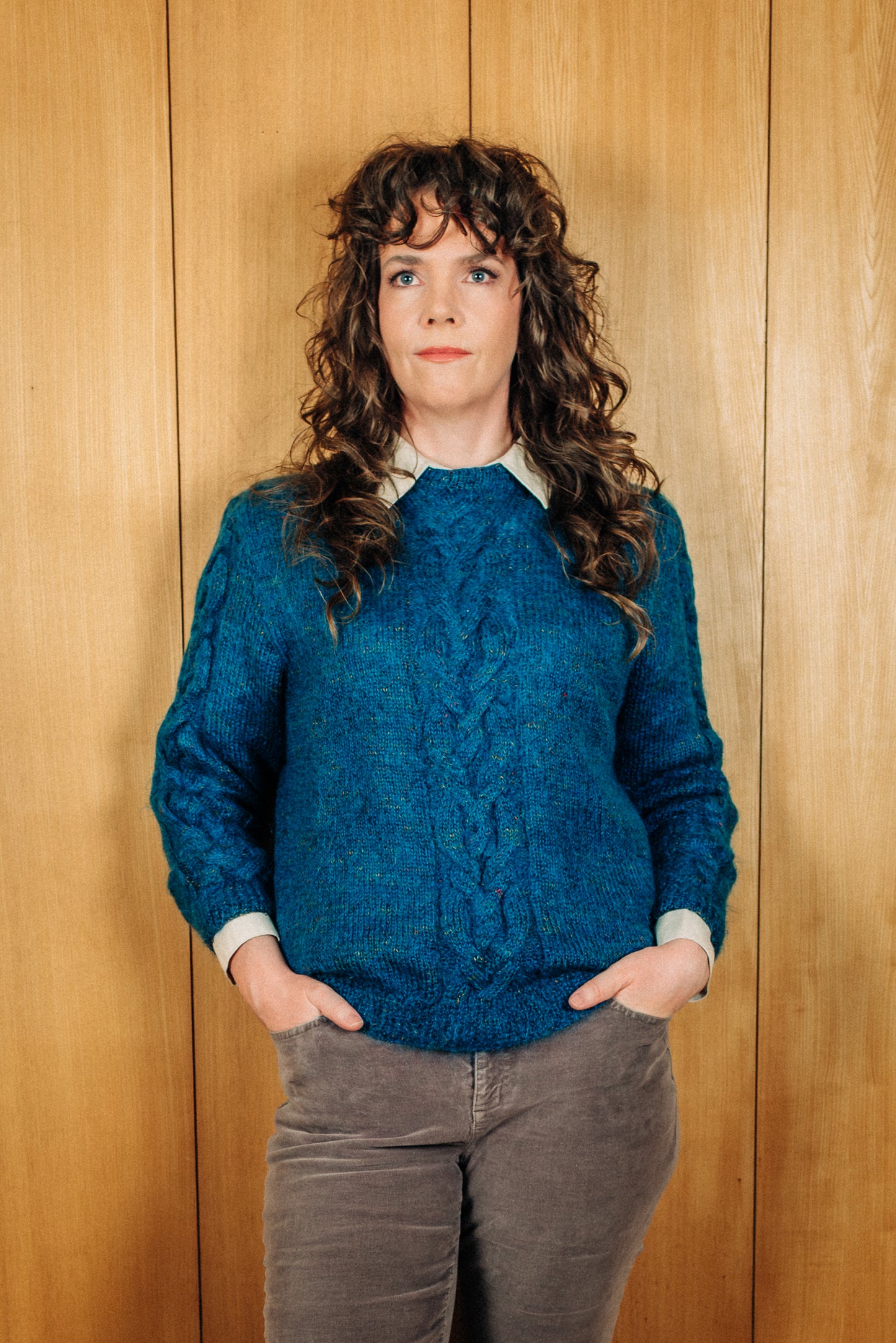 Grænblá vintage mohair ullarpeysa - Meyland