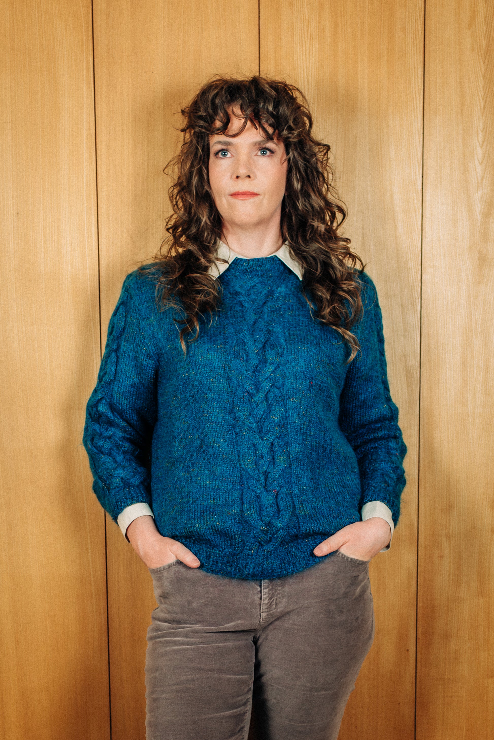 Grænblá vintage mohair ullarpeysa - Meyland