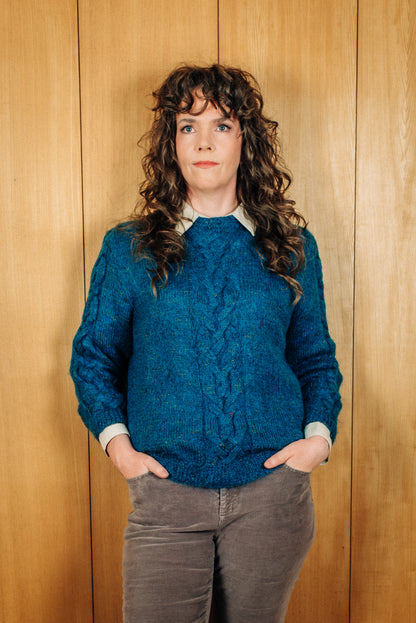 Grænblá vintage mohair ullarpeysa - Meyland