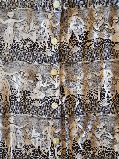 Vintage svört og hvít 90s skyrta - L
