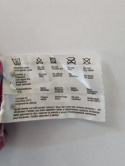 Esprit bleik köflótt skyrta - small