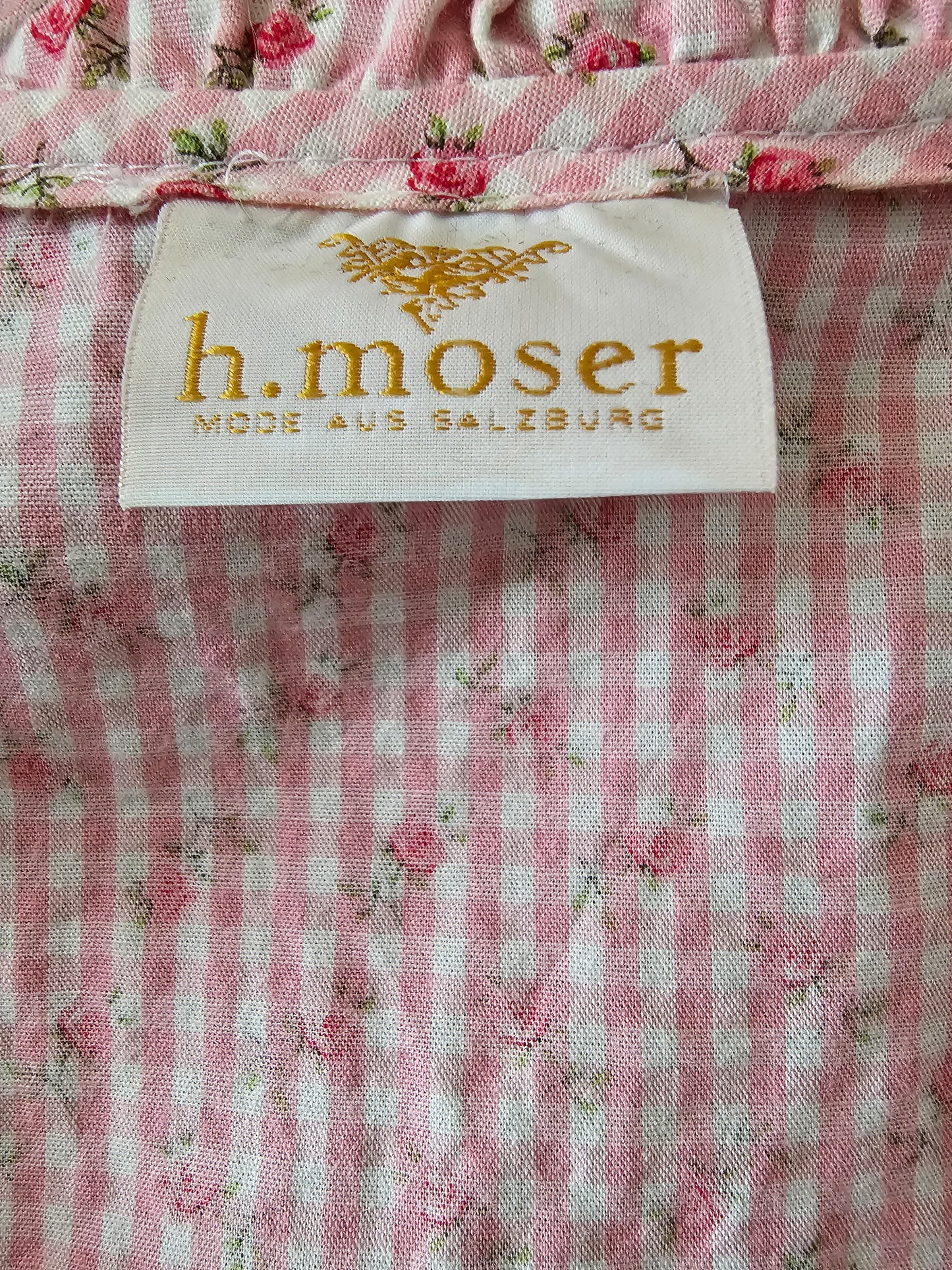 H. Moser bleik köflótt blússa - small