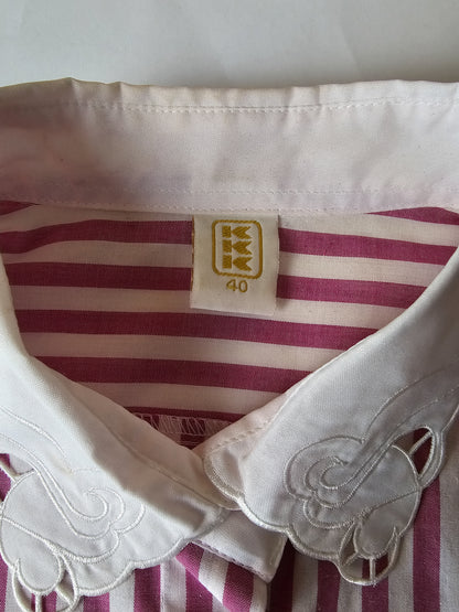 Röndótt bleik vintage skyrta - large